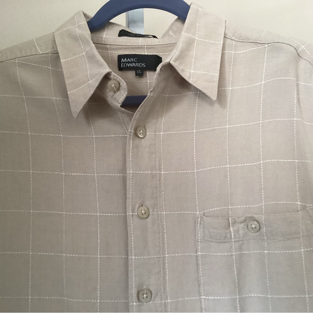 Marc Edward’s Classic Tan Checkered Men's Shirt - Picture 11 of 12